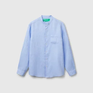Camisa em linho com gola coreana