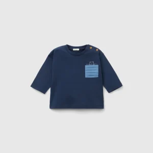 T-shirt com bolso pequeno plissado