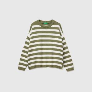 Camisola às riscas em algodão tricô