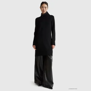 Vestido midi em lã mista