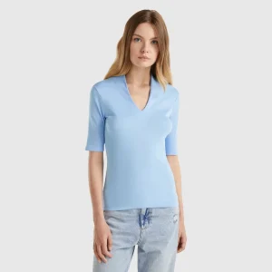 T-shirt slim fit em algodão de fibra longa
