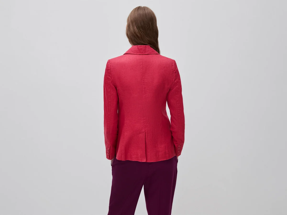 Blazer de abotoadura simples em linho puro - Image 3