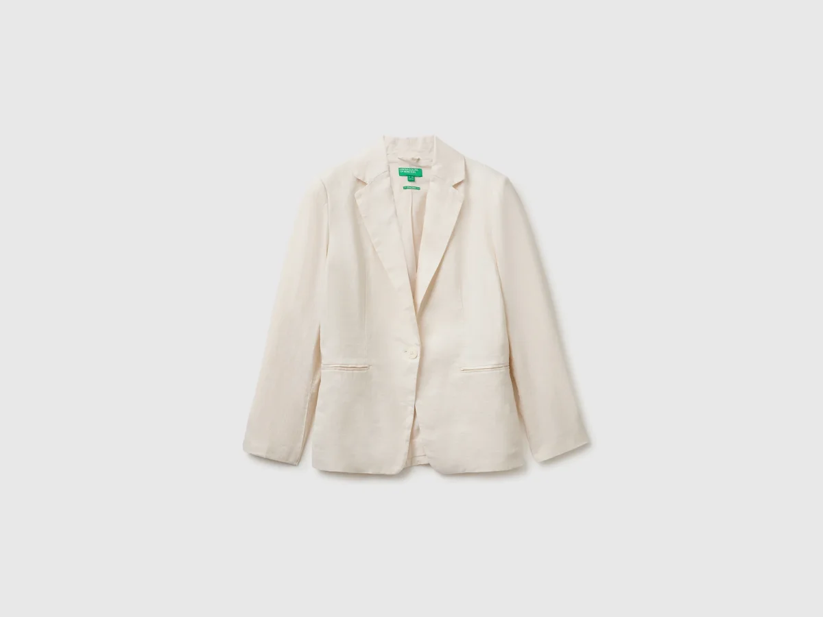 Blazer de abotoadura simples em linho puro - Image 2
