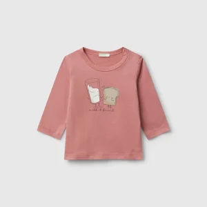 T-shirt de gola redonda em algodão