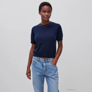 Camisola de manga curta em pura lã Merino