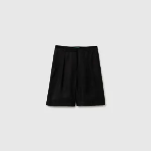 Bermudas com pregas 100% lyocell