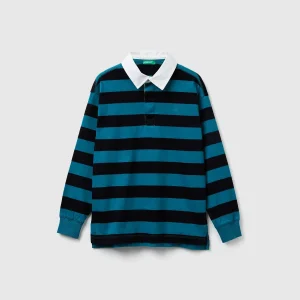 Polo às riscas em algodão