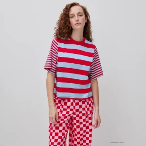 T-shirt às riscas over fit