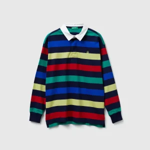 Polo às riscas em algodão