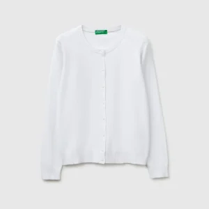 Cardigã branco em algodão tricot