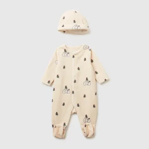 Set de babygrow e gorro em chenille
