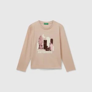 T-shirt com lantejoulas em algodão