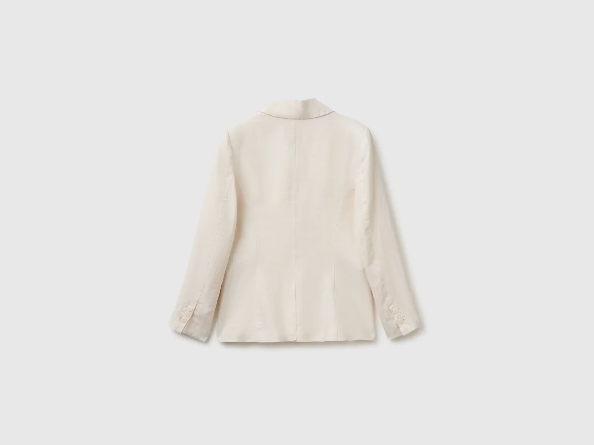 Blazer de abotoadura simples em linho puro - Image 3