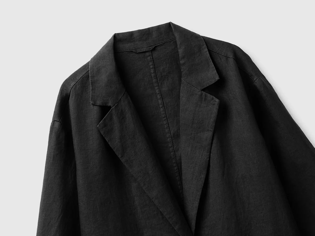 Blazer de abotoadura simples em 100% linho - Image 4