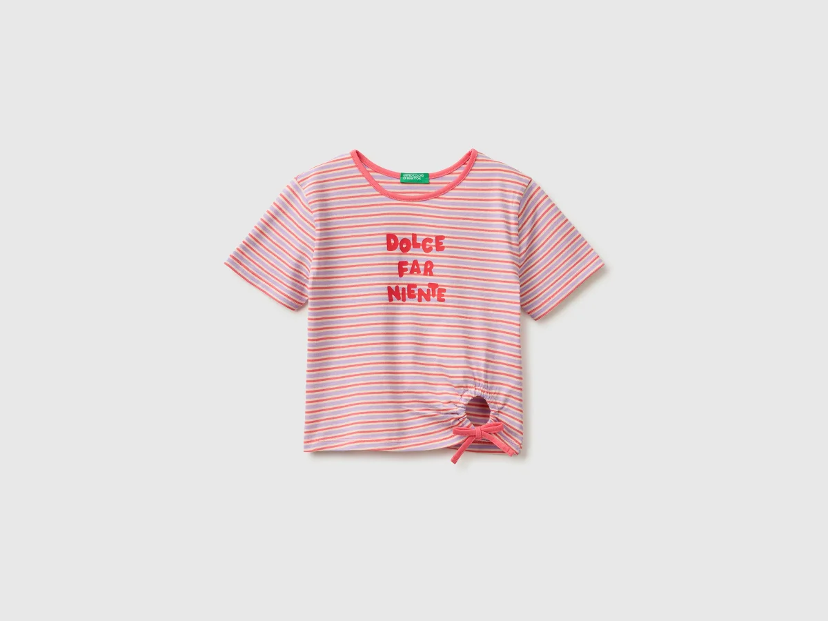T-shirt às riscas com texto - Image 2