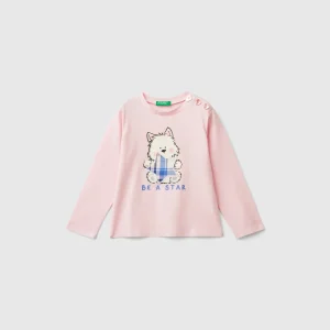 T-shirt com estampa em algodão stretch