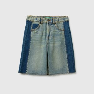Bermuda de jeans bicolor