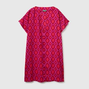 Kaftan curto estampado étnico