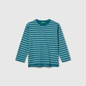 T-shirt de manga comprida às riscas