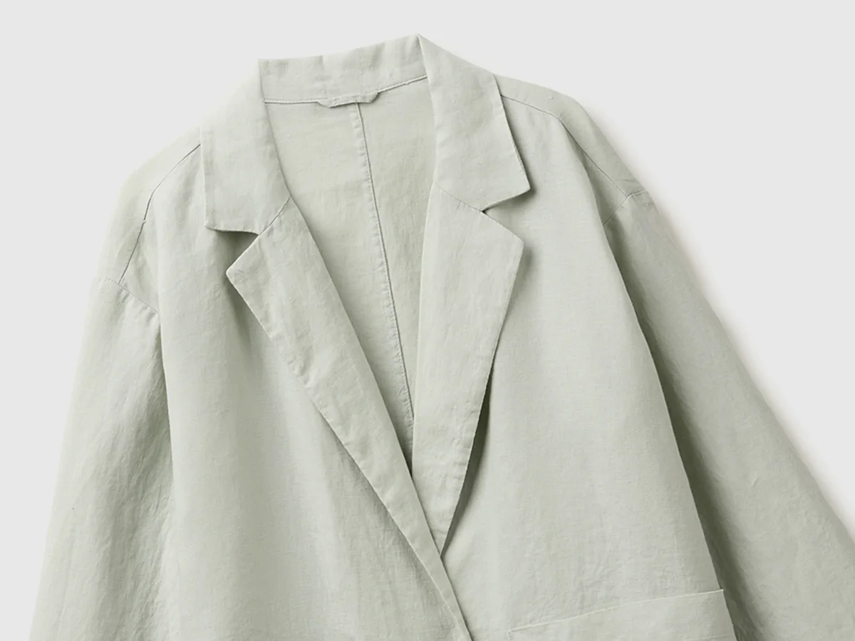 Blazer de abotoadura simples em 100% linho - Image 4