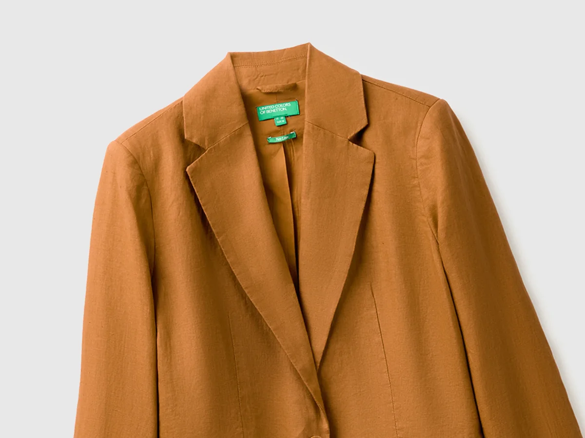 Blazer de abotoadura simples em linho puro - Image 4
