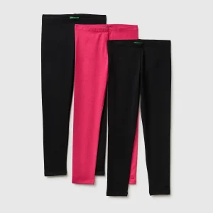 Três leggings em algodão stretch
