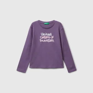 T-shirt com logótipo glitter em algodão