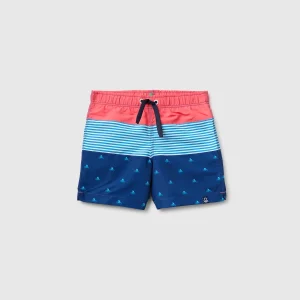 Boxers de banho color block com estampas