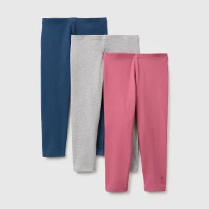 Três leggings em algodão stretch