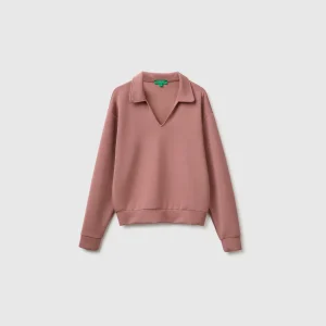Sweat fluida com gola estilo polo
