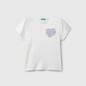 T-shirt com logótipo glitter