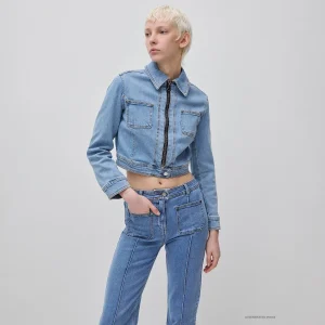 Casaco em denim com fecho de correr