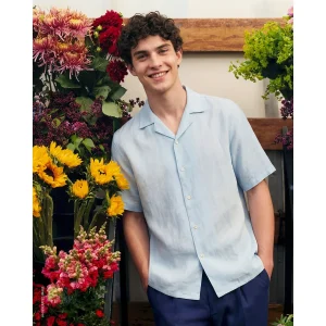 Camisa de manga curta em 100% linho