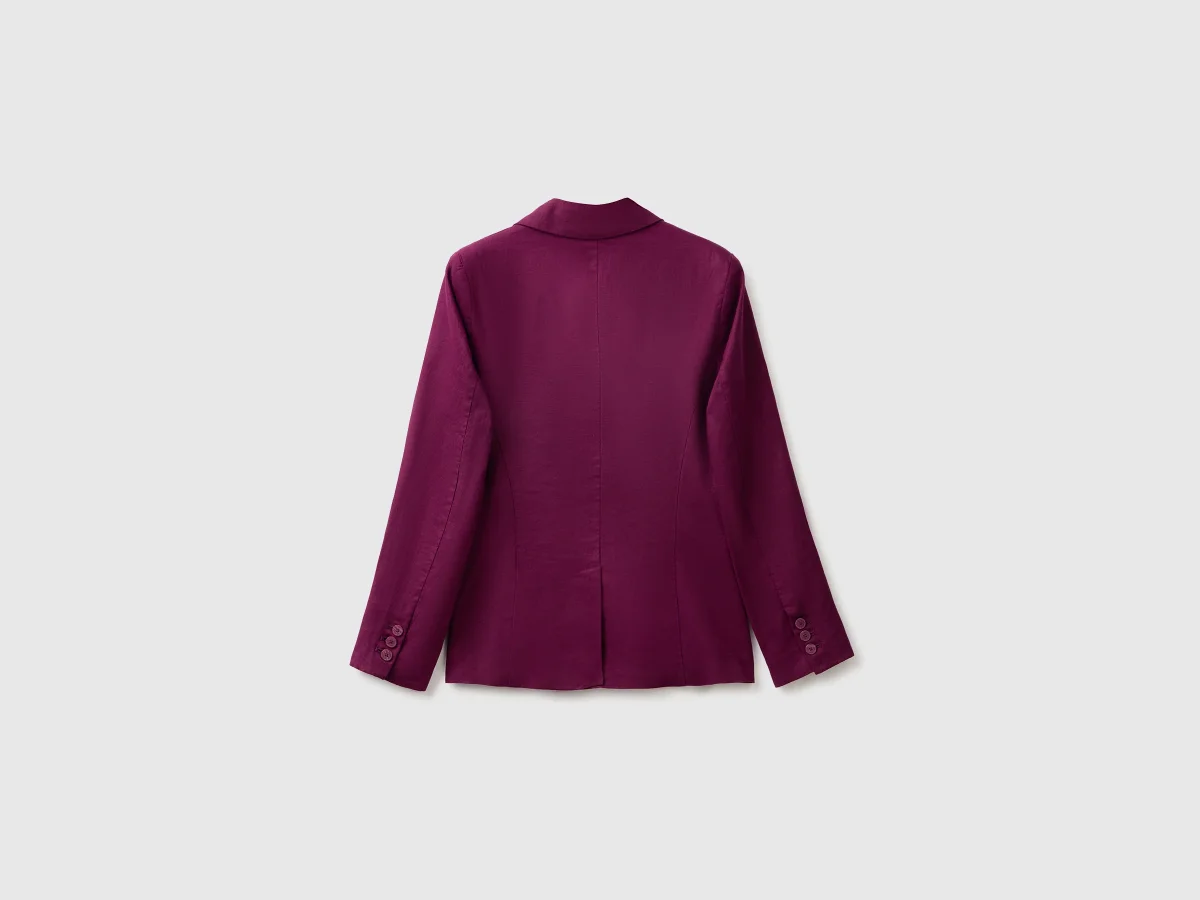 Blazer de abotoadura simples em linho puro - Image 3