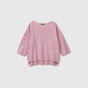 Camisola boxy fit em mistura de linho