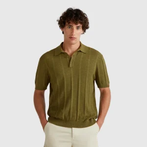 Polo de malha em mistura de linho