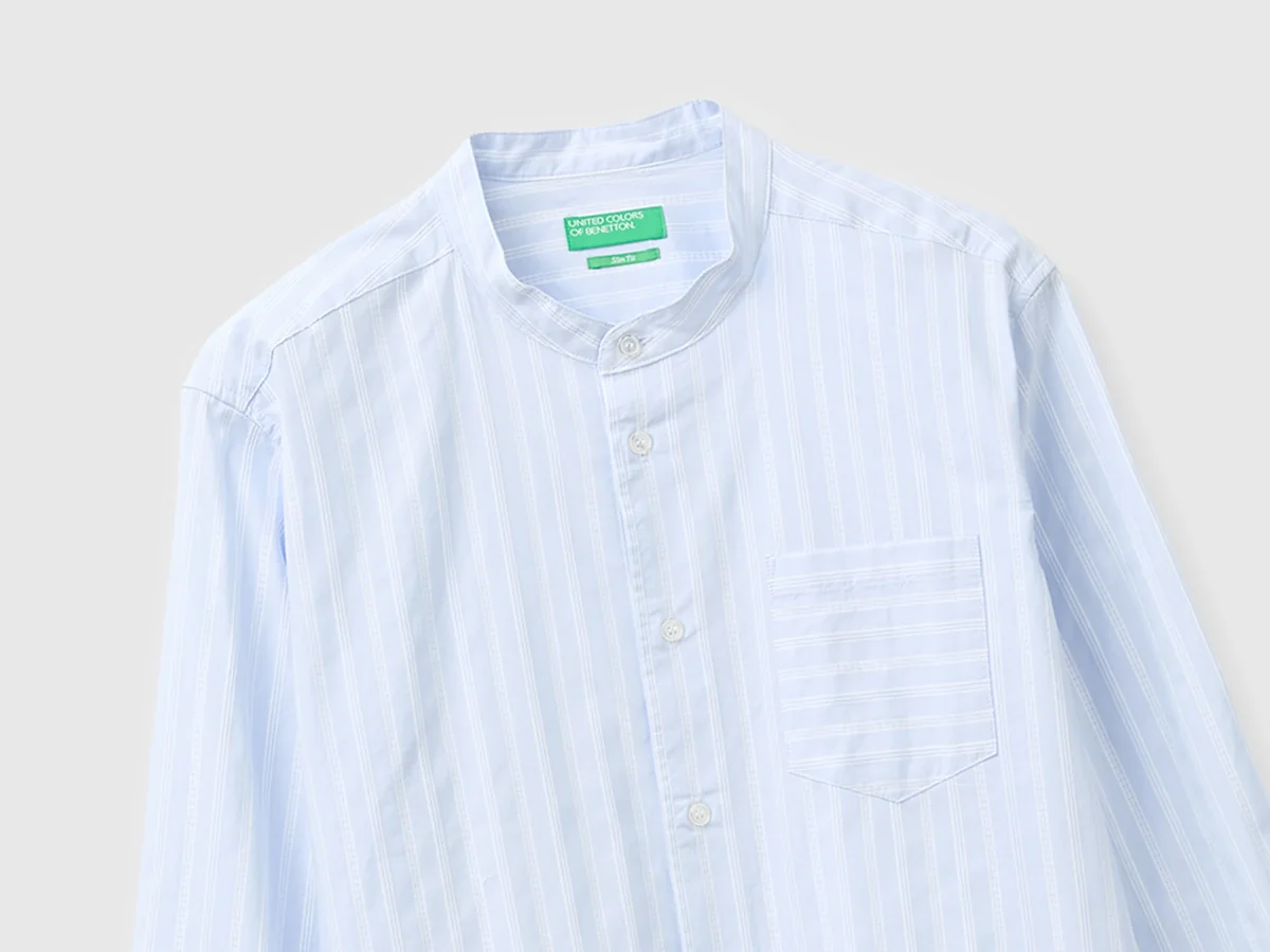 Camisa às riscas gola coreana - Image 4