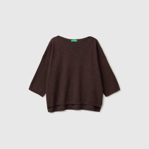 Camisola boxy fit em mistura de linho