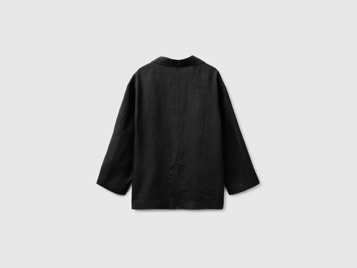 Blazer de abotoadura simples em 100% linho - Image 3