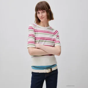 Camisola de manga curta às riscas