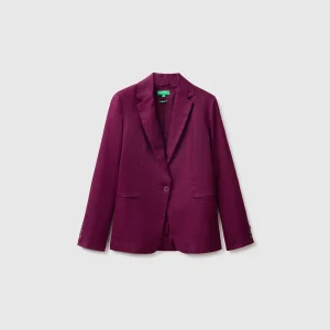 Blazer de abotoadura simples em linho puro