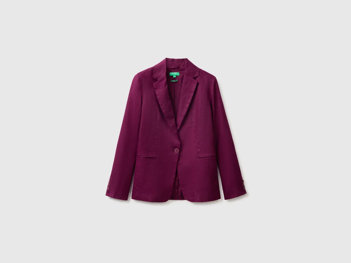 Blazer de abotoadura simples em linho puro - Image 2