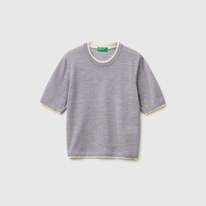 Camisola de manga curta 100% lã Merino