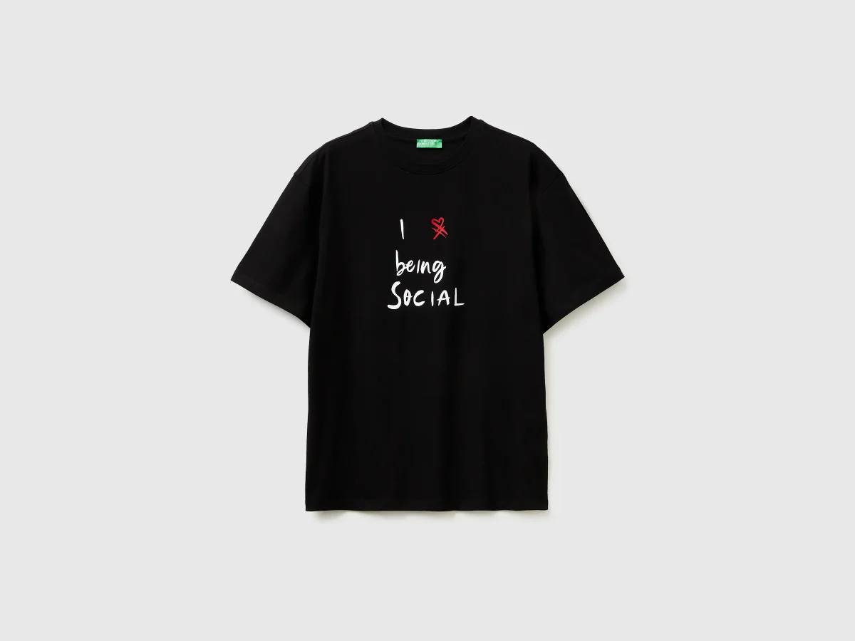 T-shirt com estampa slogan em algodão orgânico - Image 3