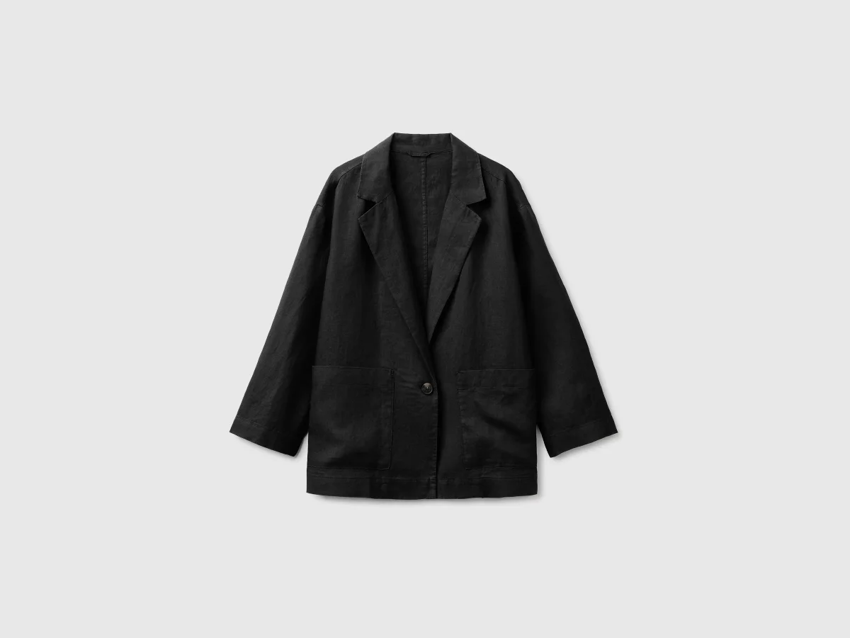 Blazer de abotoadura simples em 100% linho - Image 2
